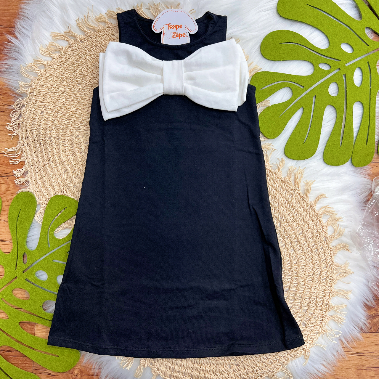 Vestido Big Laço - Preto e Branco
